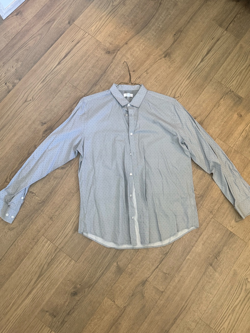 Light Gray Calvin Klein Dot Button-Up Shirt